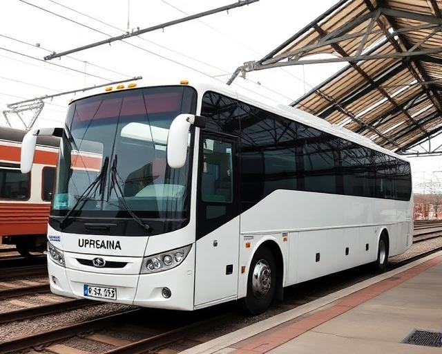 Автобус PassTrans біля залізничного вокзалу